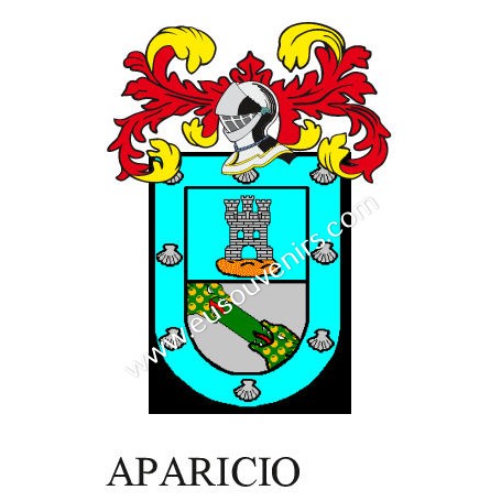 Heraldic keychain - aparicio - Personalized with surname, family crest and brief description of the genealogical origin.