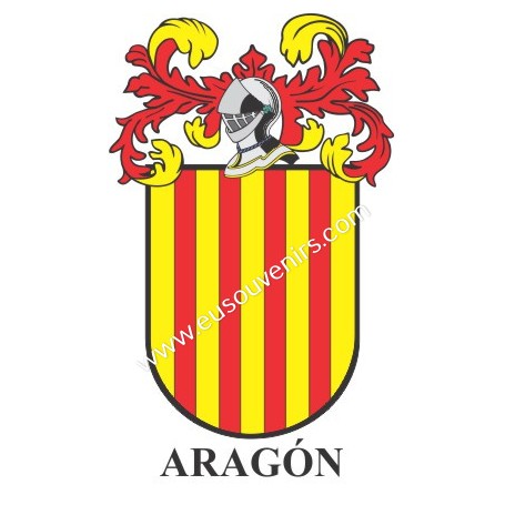 Llavero heráldico - ARAGON - Personalizado con apellido, escudo de la familia y breve descripción del origen genealógico.
