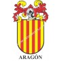 Heraldic keychain - ARAGON - Personalized with surname, family crest and brief description of the genealogical origin.