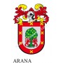 Llavero heráldico - ARANA - Personalizado con apellido, escudo de la familia y breve descripción del origen genealógico.