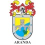 Heraldic keychain - ARANDA - Personalized with surname, family crest and brief description of the genealogical origin.