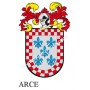 Llavero heráldico - ARCE - Personalizado con apellido, escudo de la familia y breve descripción del origen genealógico.