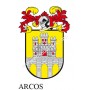 Llavero heráldico - ARCOS - Personalizado con apellido, escudo de la familia y breve descripción del origen genealógico.