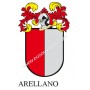 Heraldic keychain - ARELLANO - Personalized with surname, family crest and brief description of the genealogical origin.