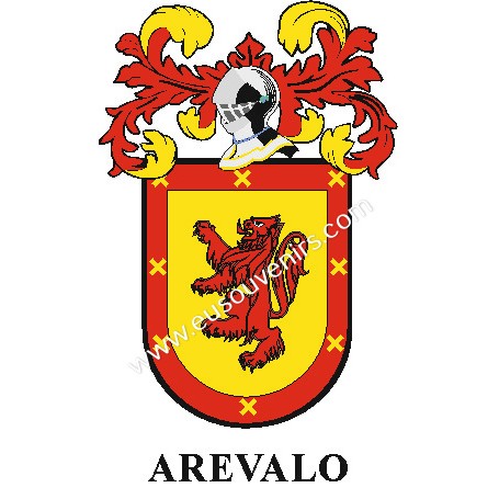Porte-clés héraldique - AREVALO - Personnalisé avec le nom, l'écusson de la famille et une brève description de l'origine généal