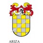 Llavero heráldico - ARIZA - Personalizado con apellido, escudo de la familia y breve descripción del origen genealógico.