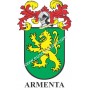 Llavero heráldico - ARMENTA - Personalizado con apellido, escudo de la familia y breve descripción del origen genealógico.