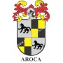 Llavero heráldico - AROCA - Personalizado con apellido, escudo de la familia y breve descripción del origen genealógico.
