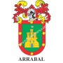 Heraldic keychain - ARRABAL - Personalized with surname, family crest and brief description of the genealogical origin.