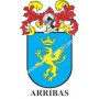 Llavero heráldico - ARRIBAS - Personalizado con apellido, escudo de la familia y breve descripción del origen genealógico.
