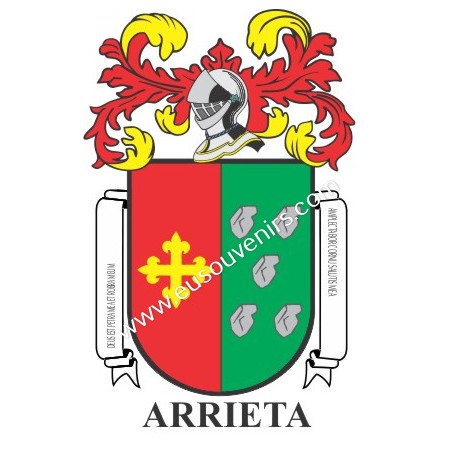 Porte-clés héraldique - ARRIETA - Personnalisé avec le nom, l'écusson de la famille et une brève description de l'origine généal