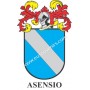 Llavero heráldico - ASENSIO - Personalizado con apellido, escudo de la familia y breve descripción del origen genealógico.