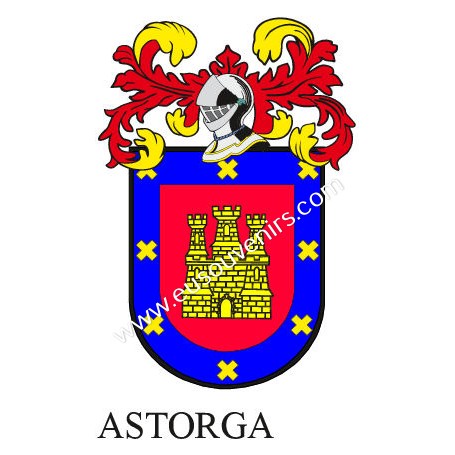 Porte-clés héraldique - ASTORGA - Personnalisé avec le nom, l'écusson de la famille et une brève description de l'origine généal