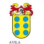 Llavero heráldico - AVILA - Personalizado con apellido, escudo de la familia y breve descripción del origen genealógico.