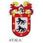 Porte-clés héraldique - AYALA - Personnalisé avec le nom, l'écusson de la famille et une brève description de l'origine généalog