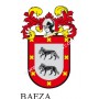 Heraldic keychain - BAEZA - Personalized with surname, family crest and brief description of the genealogical origin.