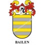 Heraldic keychain - BAILEN - Personalized with surname, family crest and brief description of the genealogical origin.
