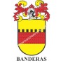 Heraldic keychain - BANDERAS - Personalized with surname, family crest and brief description of the genealogical origin.
