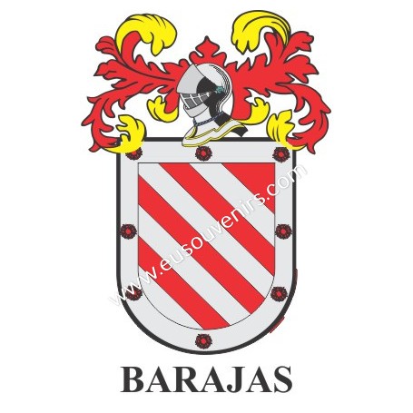 Porte-clés héraldique - BARAJAS - Personnalisé avec le nom, l'écusson de la famille et une brève description de l'origine généal