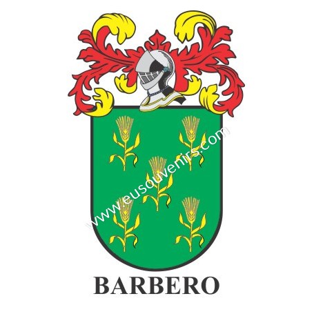 Porte-clés héraldique - BARBERO - Personnalisé avec le nom, l'écusson de la famille et une brève description de l'origine généal