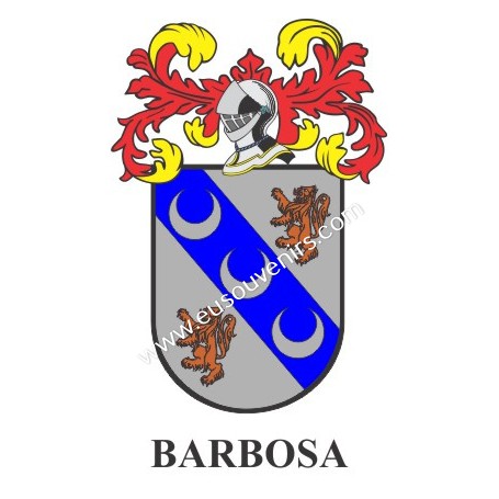 Porte-clés héraldique - BARBOSA - Personnalisé avec le nom, l'écusson de la famille et une brève description de l'origine généal