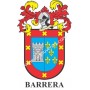 Heraldic keychain - BARRERA - Personalized with surname, family crest and brief description of the genealogical origin.