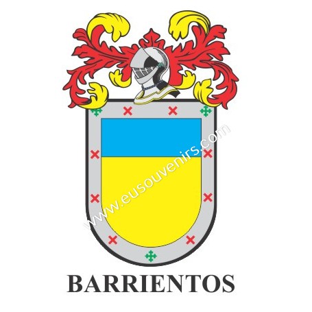 Porte-clés héraldique - BARRIENTOS - Personnalisé avec le nom, l'écusson de la famille et une brève description de l'origine gén