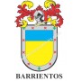 Heraldic keychain - BARRIENTOS - Personalized with surname, family crest and brief description of the genealogical origin.