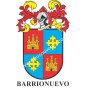 Heraldic keychain - BARRIONUEVO - Personalized with surname, family crest and brief description of the genealogical origin.