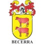 Llavero heráldico - BECERRA - Personalizado con apellido, escudo de la familia y breve descripción del origen genealógico.