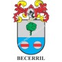 Llavero heráldico - BECERRIL - Personalizado con apellido, escudo de la familia y breve descripción del origen genealógico.