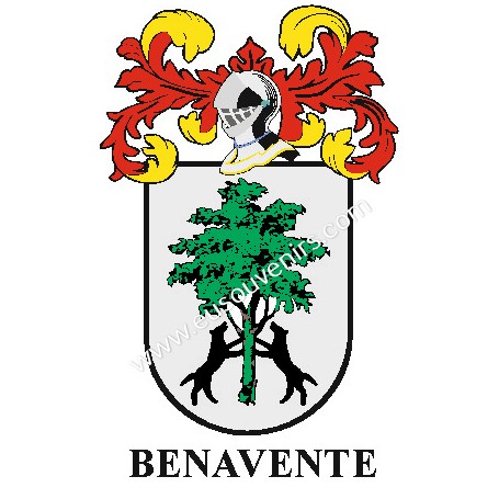 Porte-clés héraldique - BENAVENTE - Personnalisé avec le nom, l'écusson de la famille et une brève description de l'origine géné