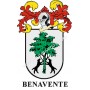 Heraldic keychain - BENAVENTE - Personalized with surname, family crest and brief description of the genealogical origin.