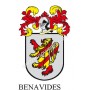 Heraldic keychain - BENAVIDES - Personalized with surname, family crest and brief description of the genealogical origin.