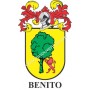 Llavero heráldico - BENITO - Personalizado con apellido, escudo de la familia y breve descripción del origen genealógico.