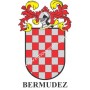 Llavero heráldico - BERMUDEZ - Personalizado con apellido, escudo de la familia y breve descripción del origen genealógico.