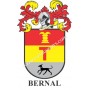 Heraldic keychain - BERNAL - Personalized with surname, family crest and brief description of the genealogical origin.