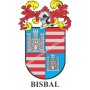 Heraldic keychain - BISBAL - Personalized with surname, family crest and brief description of the genealogical origin.