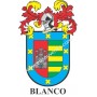 Llavero heráldico - BLANCO - Personalizado con apellido, escudo de la familia y breve descripción del origen genealógico.