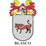 Llavero heráldico - BLASCO - Personalizado con apellido, escudo de la familia y breve descripción del origen genealógico.
