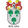 Porte-clés héraldique - BOLADO - Personnalisé avec le nom, l'écusson de la famille et une brève description de l'origine généalo
