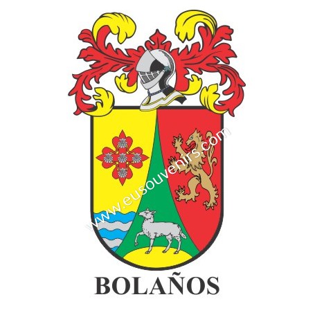 Llavero heráldico - BOLAÑOS - Personalizado con apellido, escudo de la familia y breve descripción del origen genealógico.