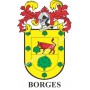 Llavero heráldico - BORGES - Personalizado con apellido, escudo de la familia y breve descripción del origen genealógico.