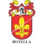 Llavero heráldico - BOTELLA - Personalizado con apellido, escudo de la familia y breve descripción del origen genealógico.