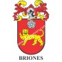 Llavero heráldico - BRIONES - Personalizado con apellido, escudo de la familia y breve descripción del origen genealógico.