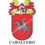 Llavero heráldico - CABALLERO - Personalizado con apellido, escudo de la familia y breve descripción del origen genealógico.