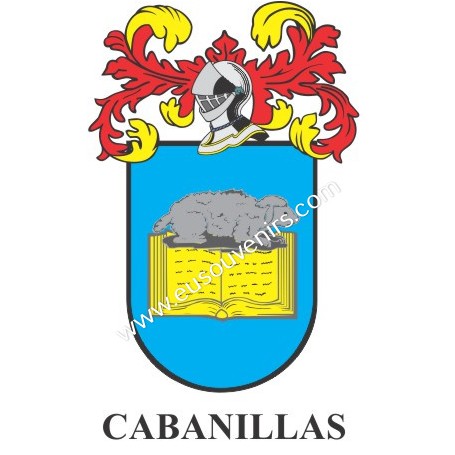 Porte-clés héraldique - CABANILLAS - Personnalisé avec le nom, l'écusson de la famille et une brève description de l'origine gén