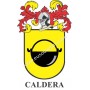 Llavero heráldico - CALDERA - Personalizado con apellido, escudo de la familia y breve descripción del origen genealógico.