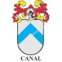 Llavero heráldico - CANAL - Personalizado con apellido, escudo de la familia y breve descripción del origen genealógico.