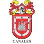 Llavero heráldico - CANALES - Personalizado con apellido, escudo de la familia y breve descripción del origen genealógico.